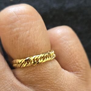 Nice Solid K18 Japan Kihei Soft Chain Ring Unisex